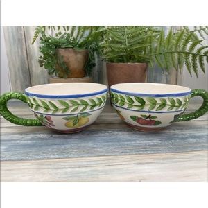 ⭐️Strata Group Fresh N Fruity Vintage Hand Decorated 2 Tea Cups
